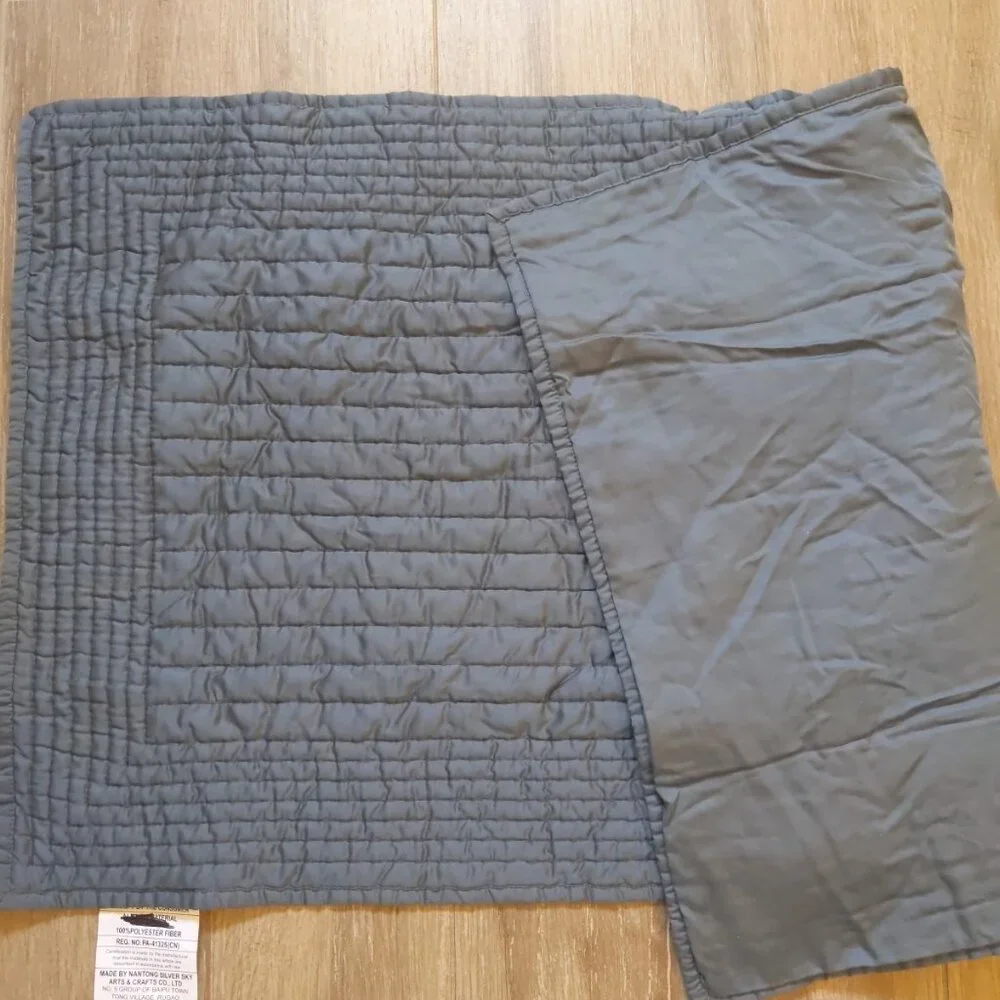 West Elm Silky TENCEL Pick Stitch Quilt King Sham Dark Blue